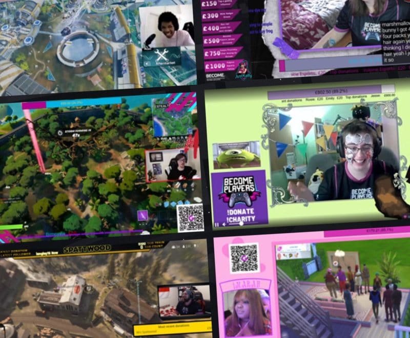 Collage of people live streaming