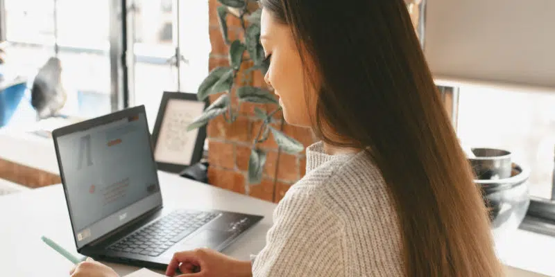 Student working at laptop