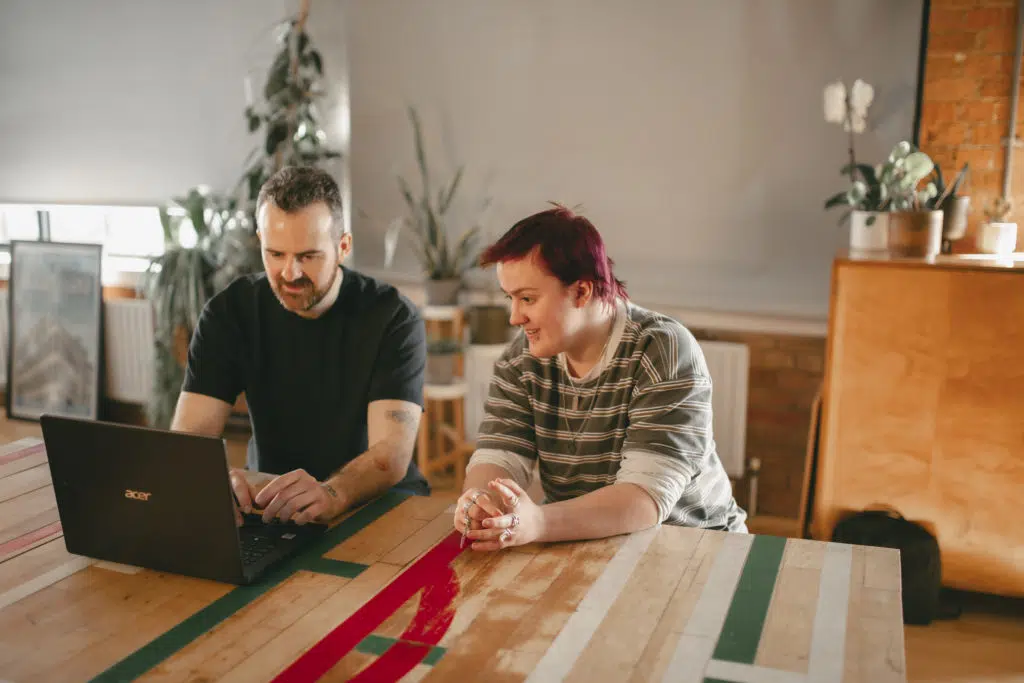 Professional and young person in conversation