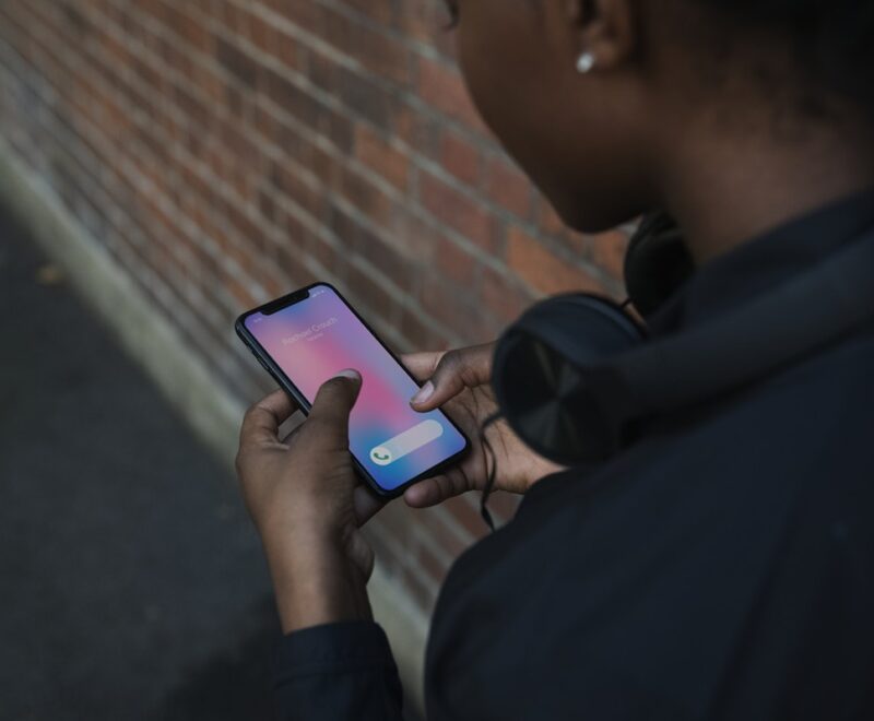person looking at a phone screen
