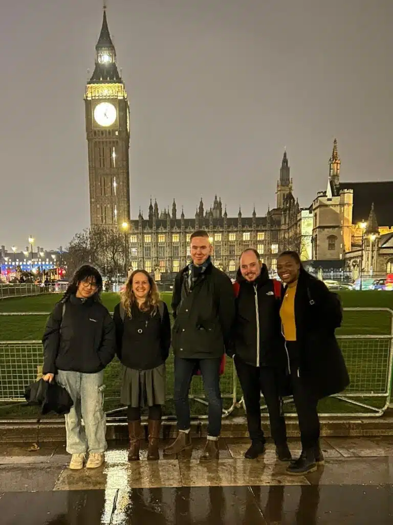 Young people outside Parliament