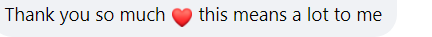 screenshot of facebook comment thanking a friend who has donated