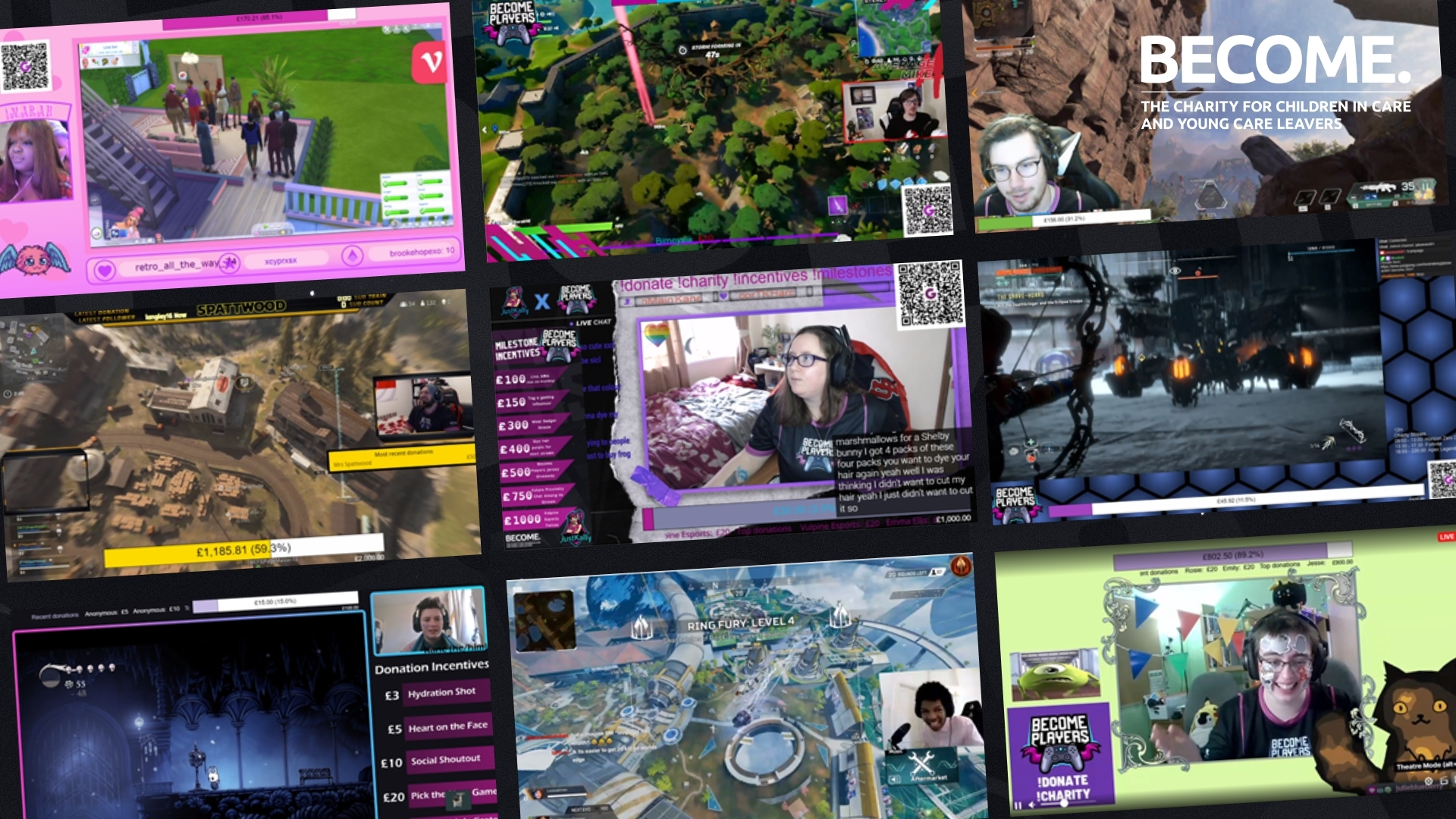 Collage of screenshot of gamers streaming on Twitch